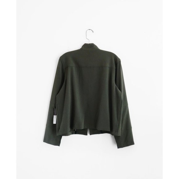 Vtg 00s Y2K Fibers Barbara Lesser Olive Green Twill Zip Jacket Extra Large NWT - Picture 2 of 3